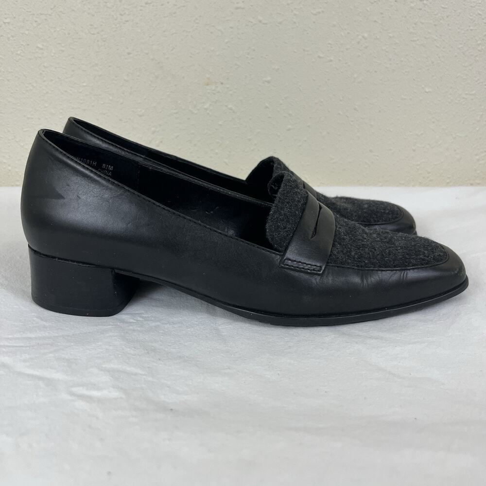 Rockport Leather Square Toe Loafer Womens 8.5 Black